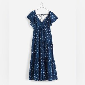 Madewell tie-back flutter sleeve midi dress